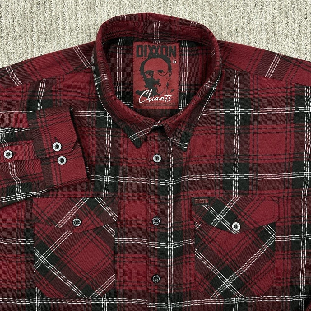 Dixxon Shirt Mens 3XL XXXL Red Plaid Button‎ Up Chianti Flannel Hannibal Lecter